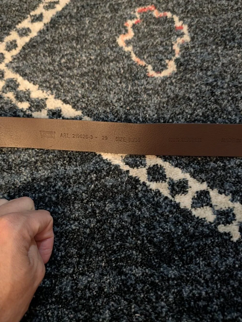 Vintage Levi’s Made in Italy Brown Leather Belt Two Horse Brass-Tone Buckle 36